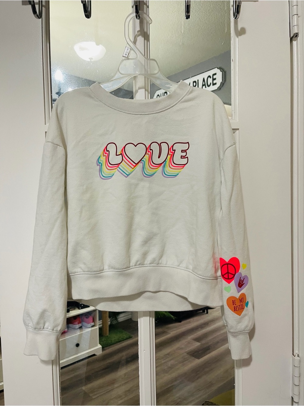 Cat & Jack White Sweatshirt with Rainbow 'LOVE' Graphic